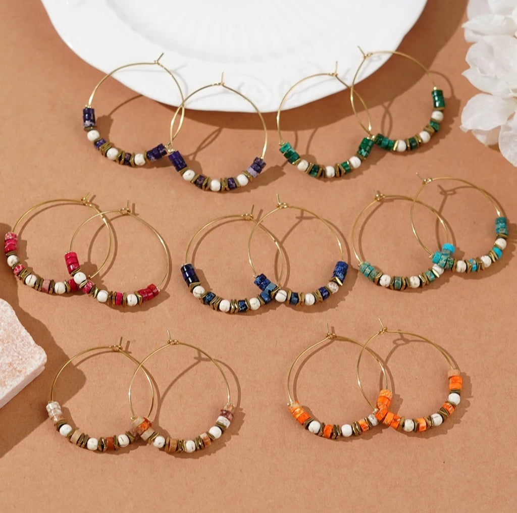 Boho handmade multi-beaded earrings