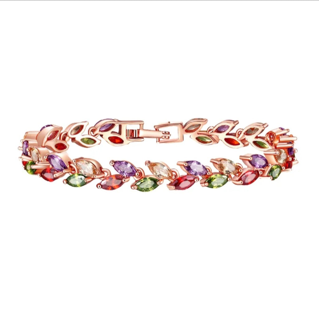 Colourful zircon charm bracelet