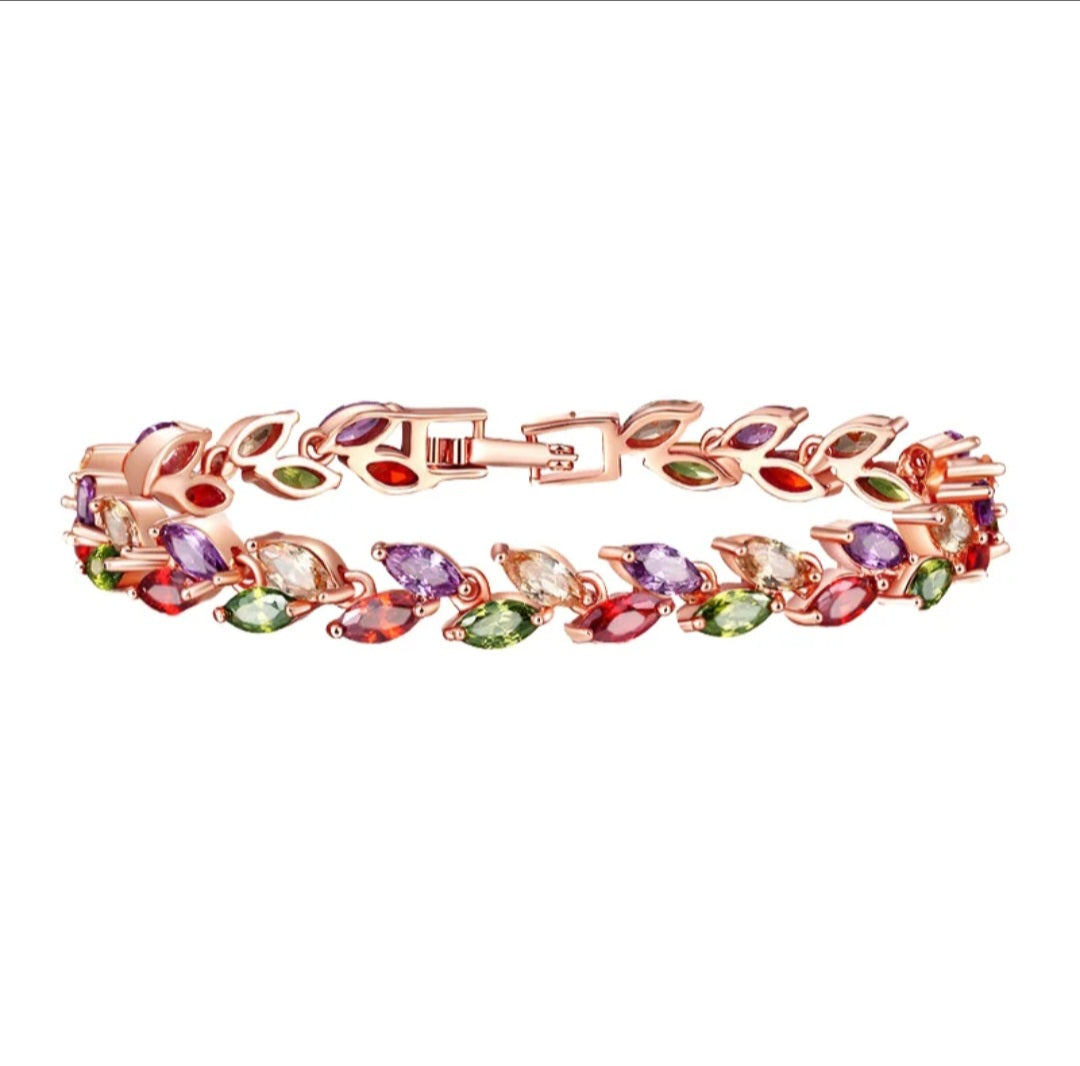 Colourful zircon charm bracelet