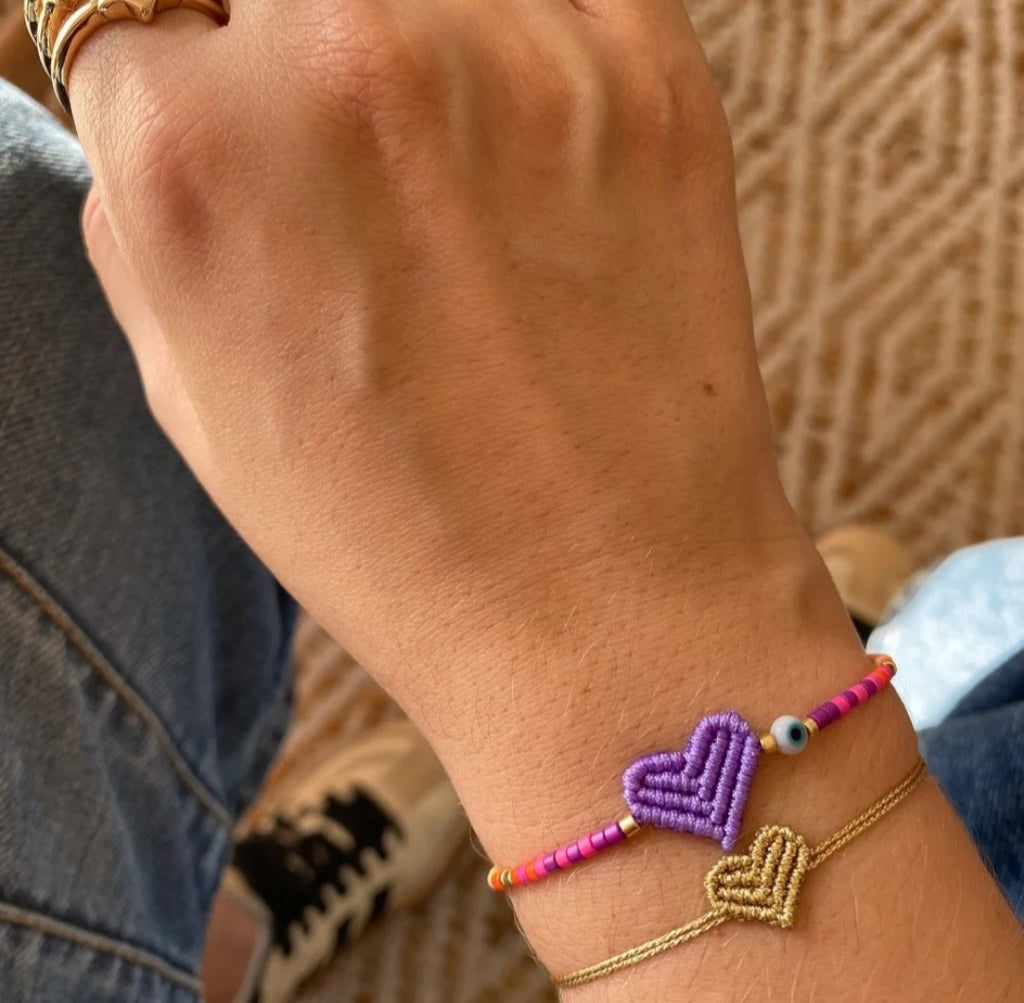Adjustable handmade friendship bracelets with evil eye