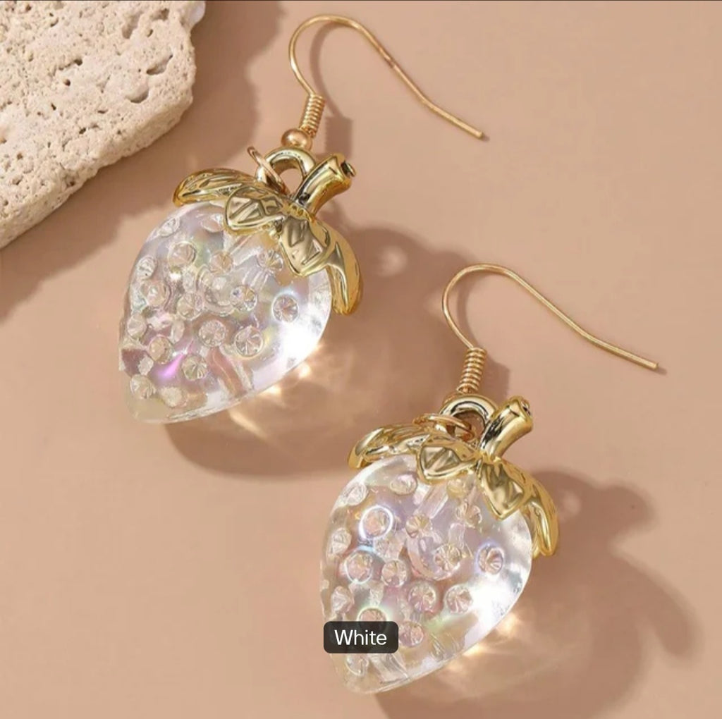 Cute Korean resin strawberry earrings