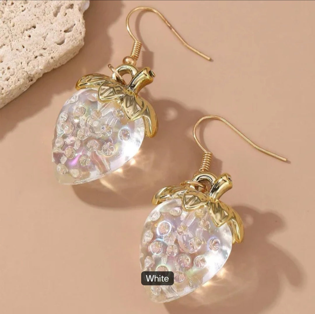 Cute Korean resin strawberry earrings