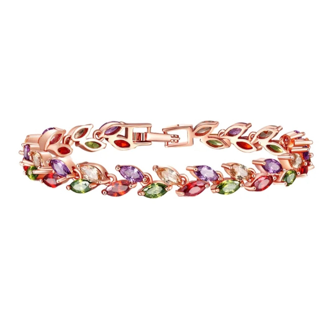Colourful zircon charm bracelet