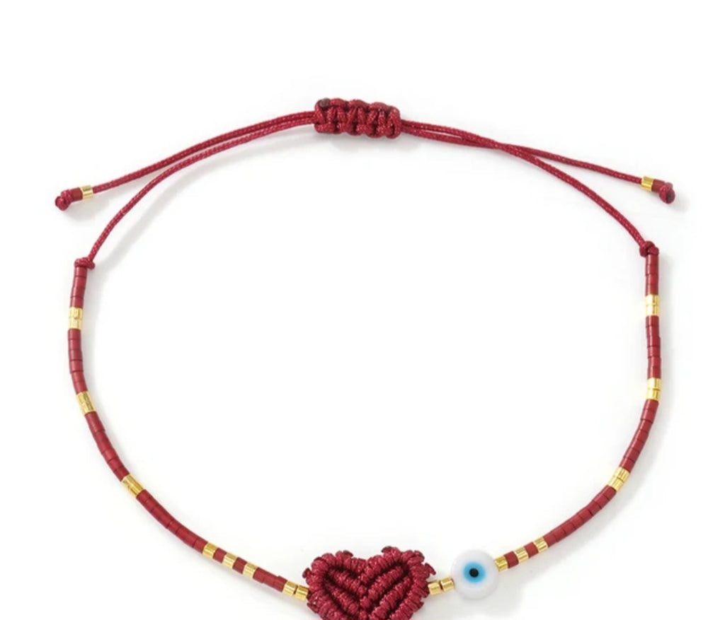 Adjustable handmade friendship bracelets with evil eye