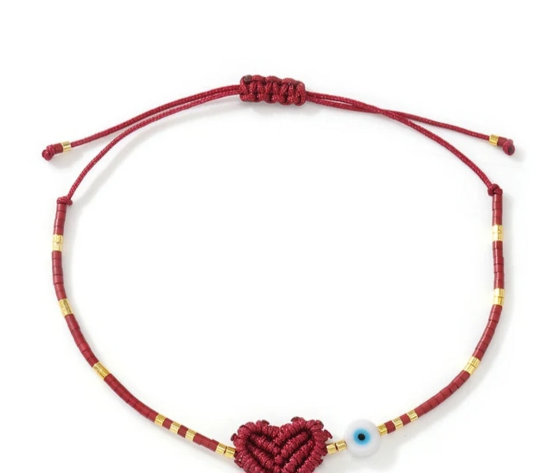 Adjustable handmade friendship bracelets with evil eye