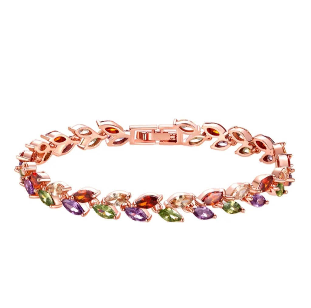 Colourful zircon charm bracelet