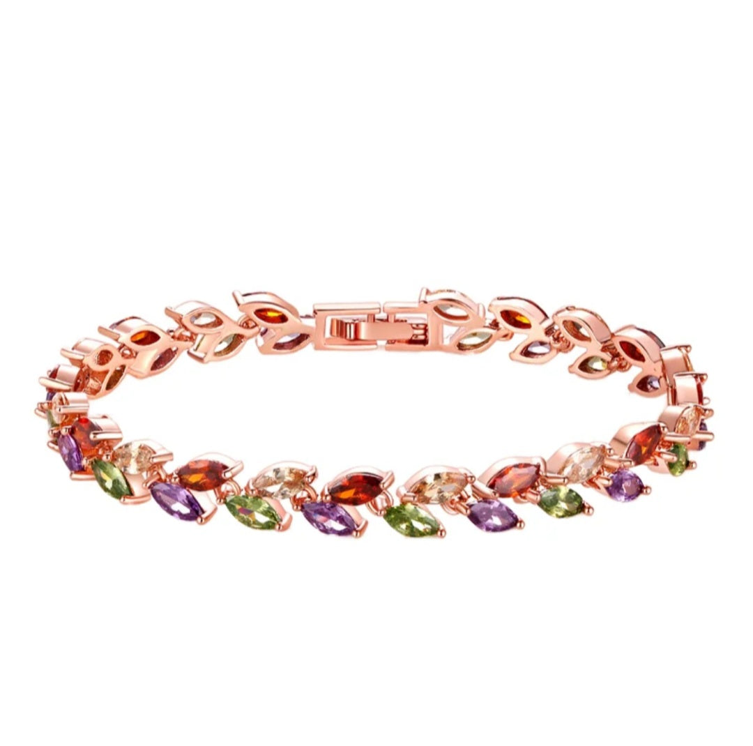 Colourful zircon charm bracelet