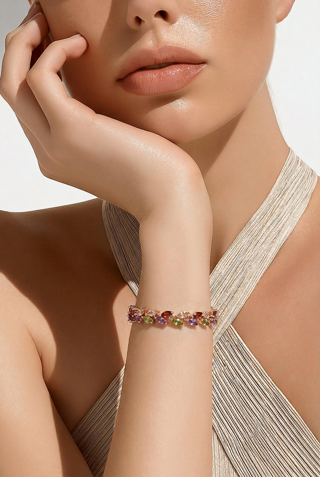 Colourful zircon charm bracelet