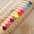 Adjustable handmade friendship bracelets with evil eye