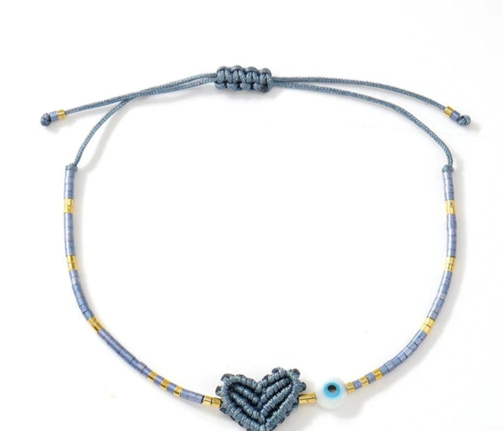 Adjustable handmade friendship bracelets with evil eye
