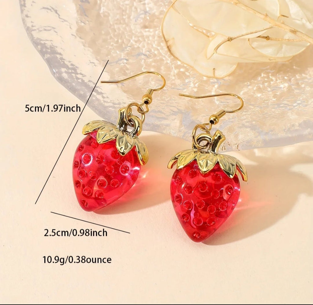 Cute Korean resin strawberry earrings