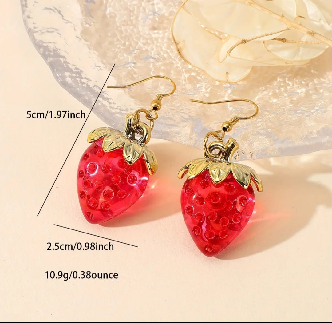 Cute Korean resin strawberry earrings