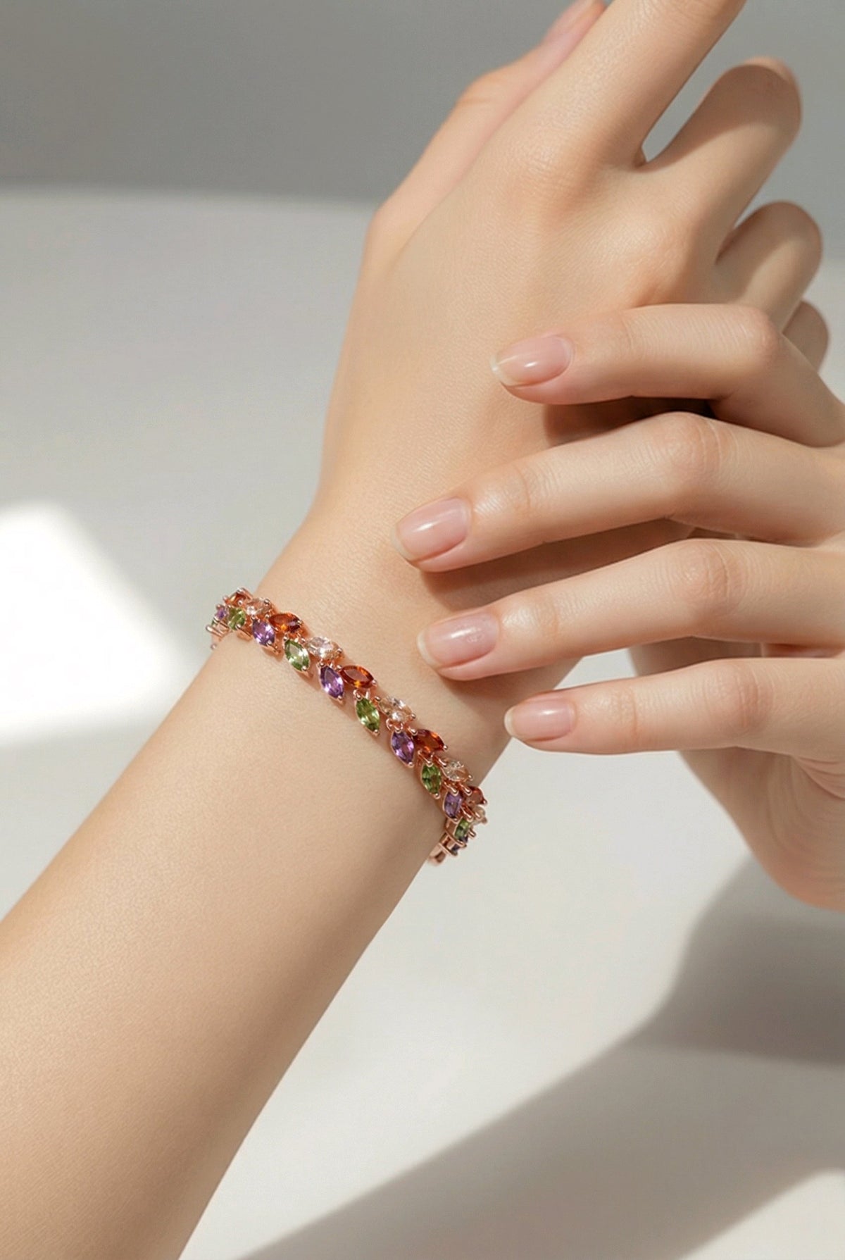 Colourful zircon charm bracelet
